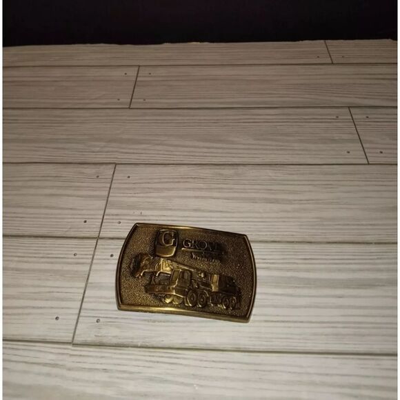 Vintage Jadco Solid Brass Belt Buckle G Grove Worldwide Graphic Design 3½in - Picture 1 of 9